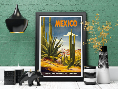 Vintage Mexico Desert Travel Art Painting