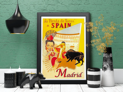 Vintage Madrid City Ilustration Travel Art Painting