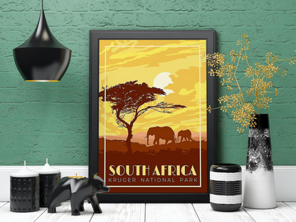 Vintage Southafrica Kruger Travel Art Painting