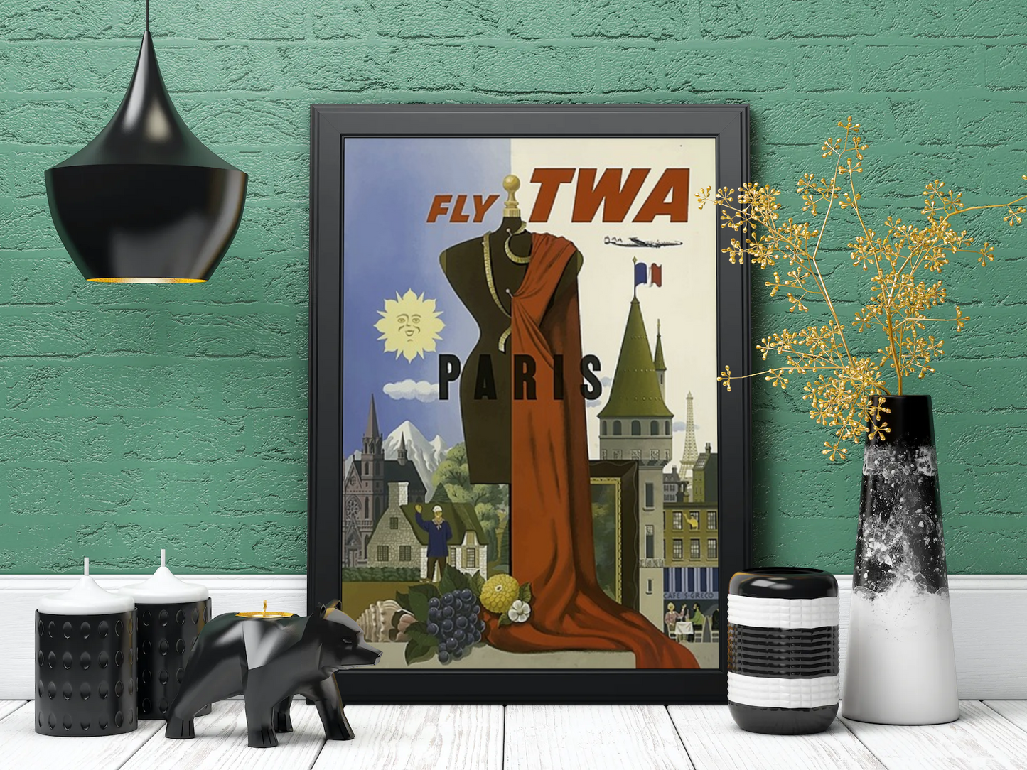 Vintage Paris TWA Travel Art Painting