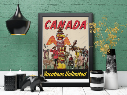 Vintage Canadian Vacations Travel Art Painting