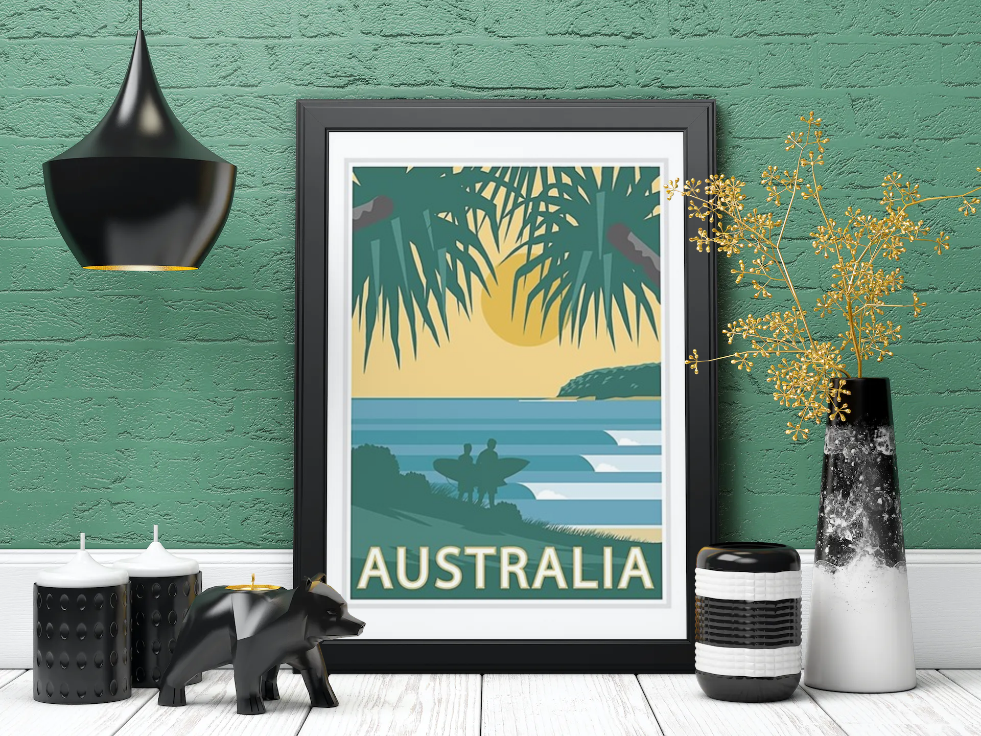 Vintage Australian Beach Travel Art Painting