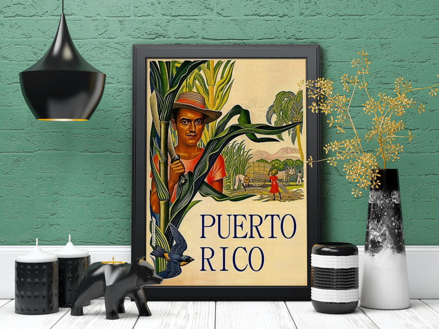 Vintage Puertorico Jungle Travel Art Painting