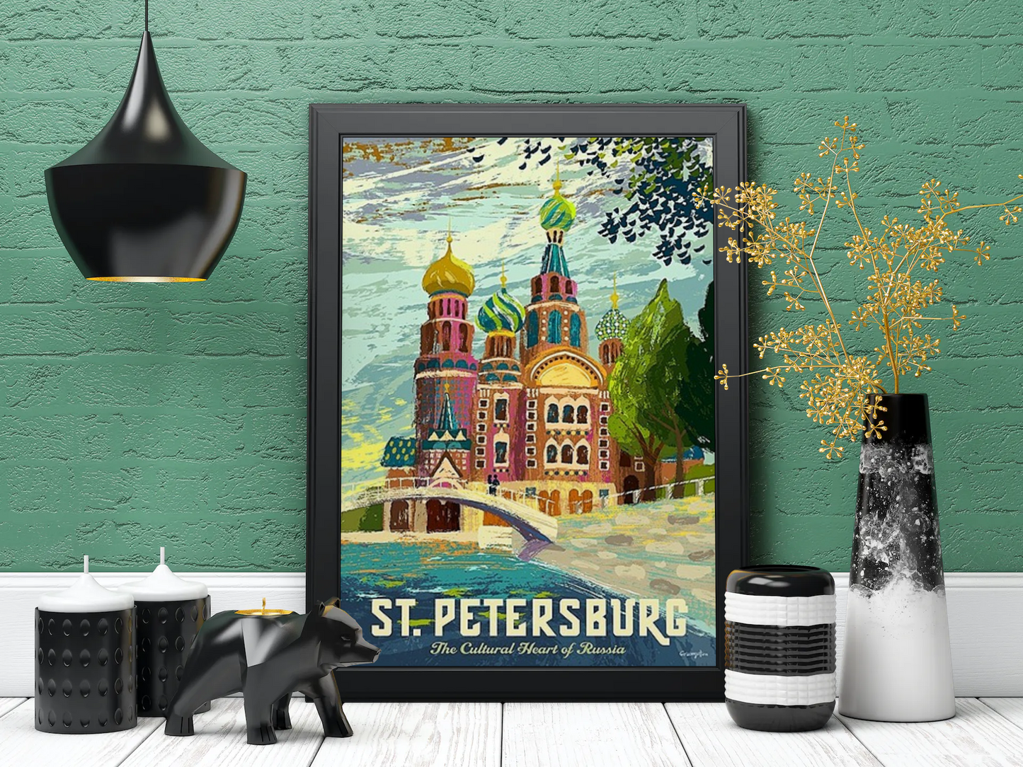Vintage St. Petersburg Cathedral Travel Art Painting