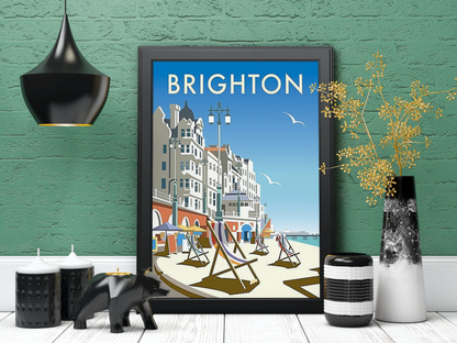 Vintage Brighton Beach Travel Art Painting