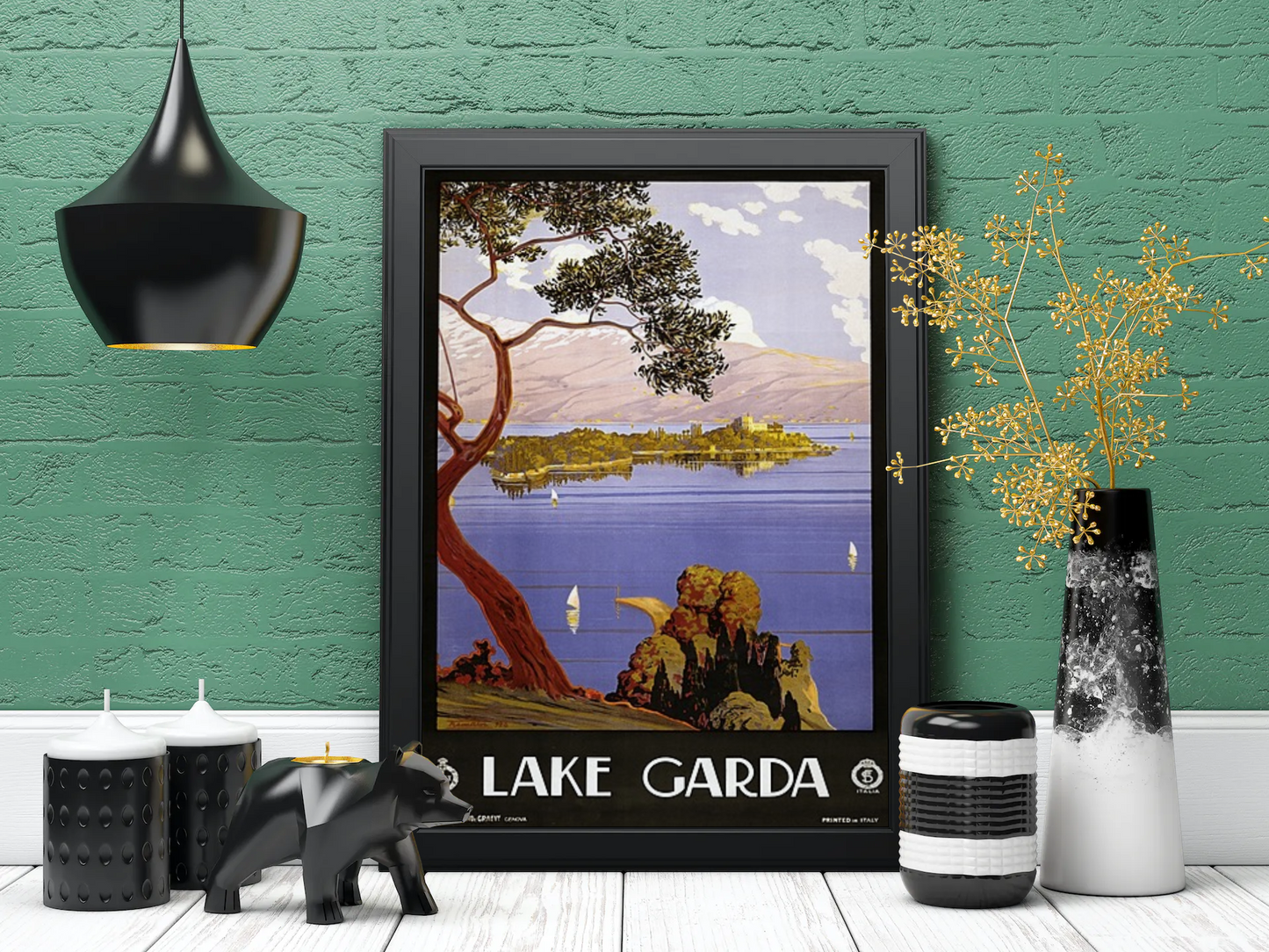 Vintage Lake Garda Travel Art Painting