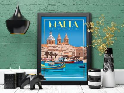 Vintage Malta Travel Art Painting