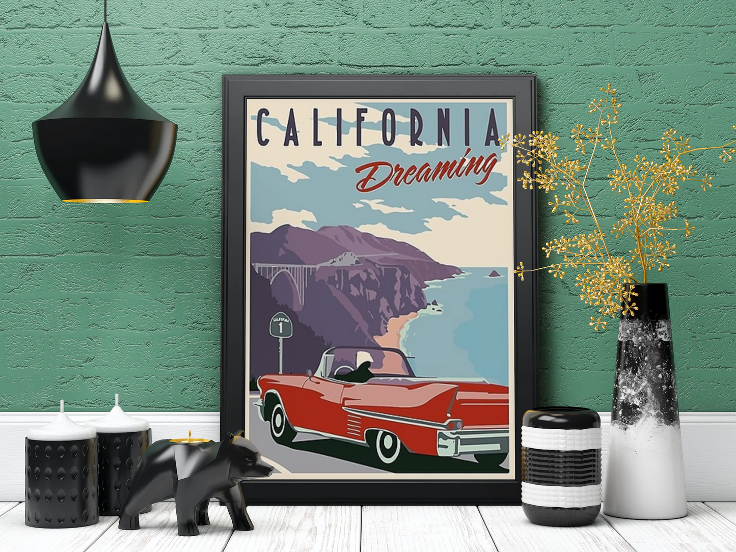 Vintage California Coast Travel Art Painting