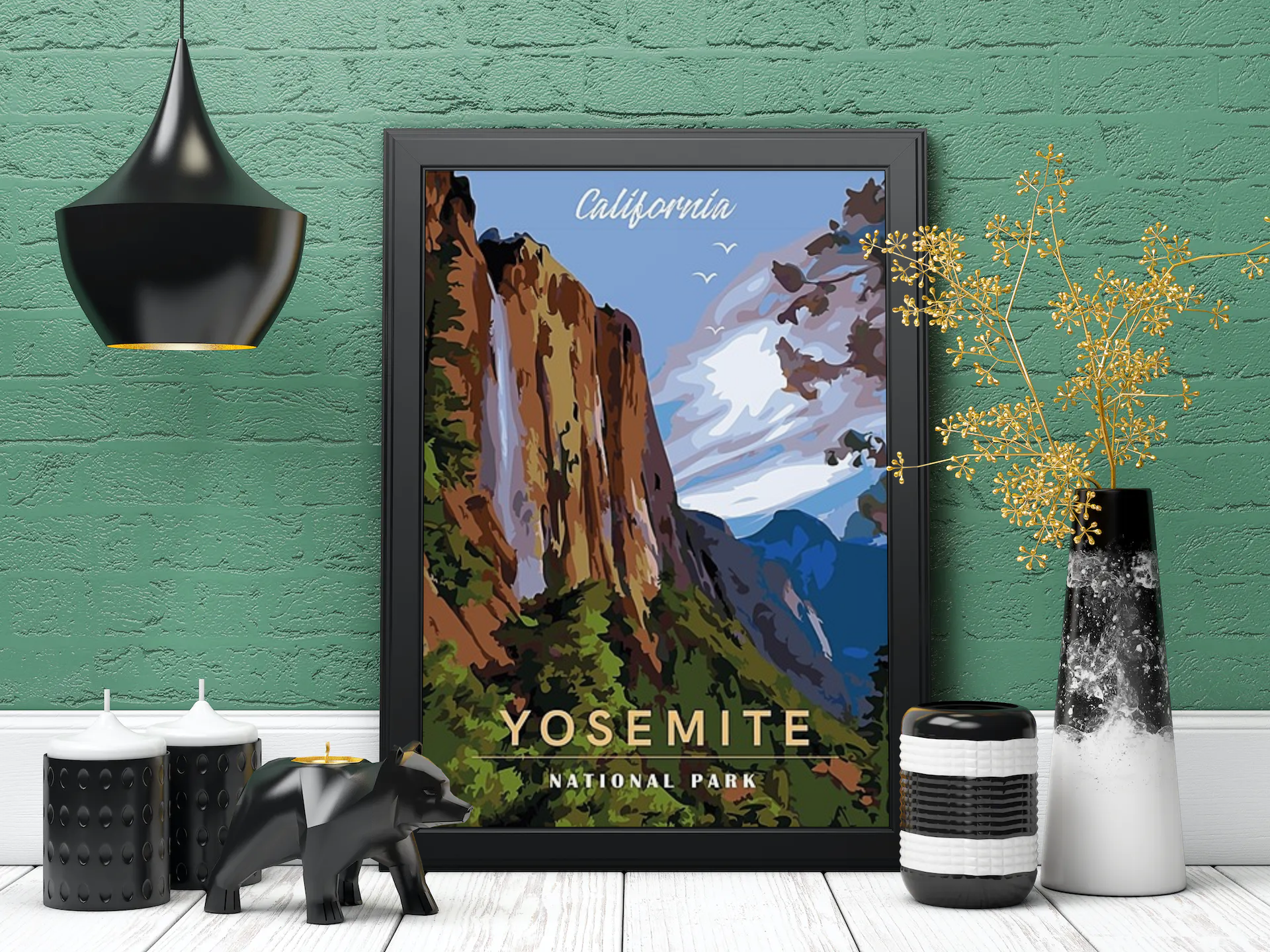Vintage Yosemite Park Travel Art Painting