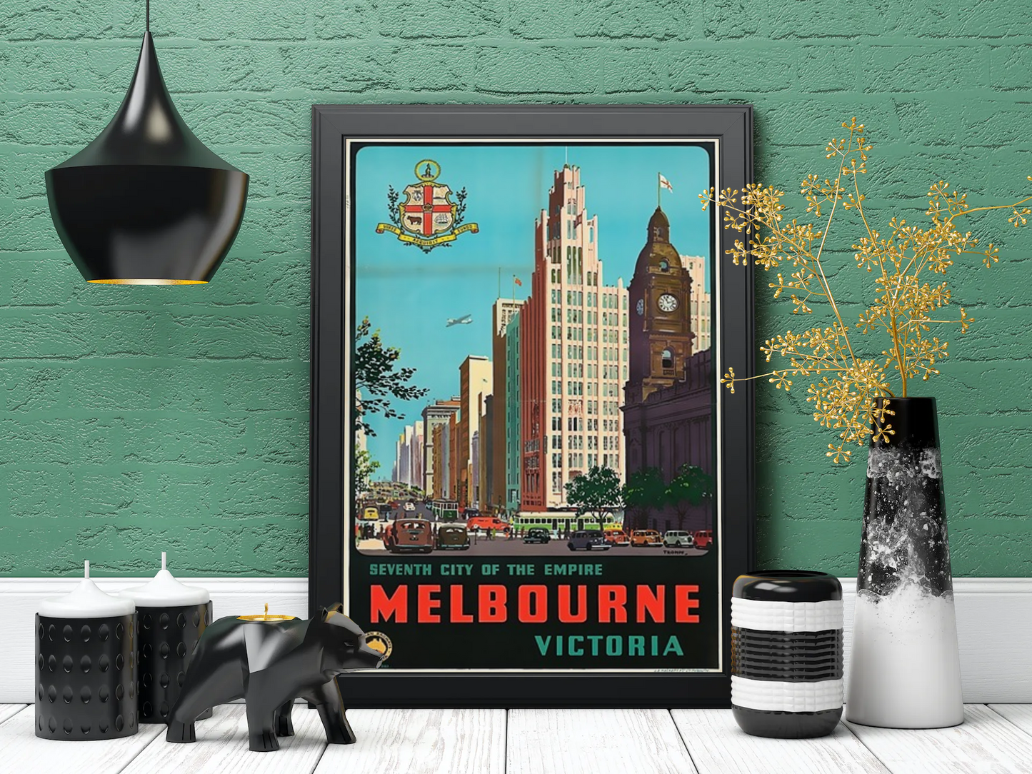 Vintage Melbourne City Travel Art Painting