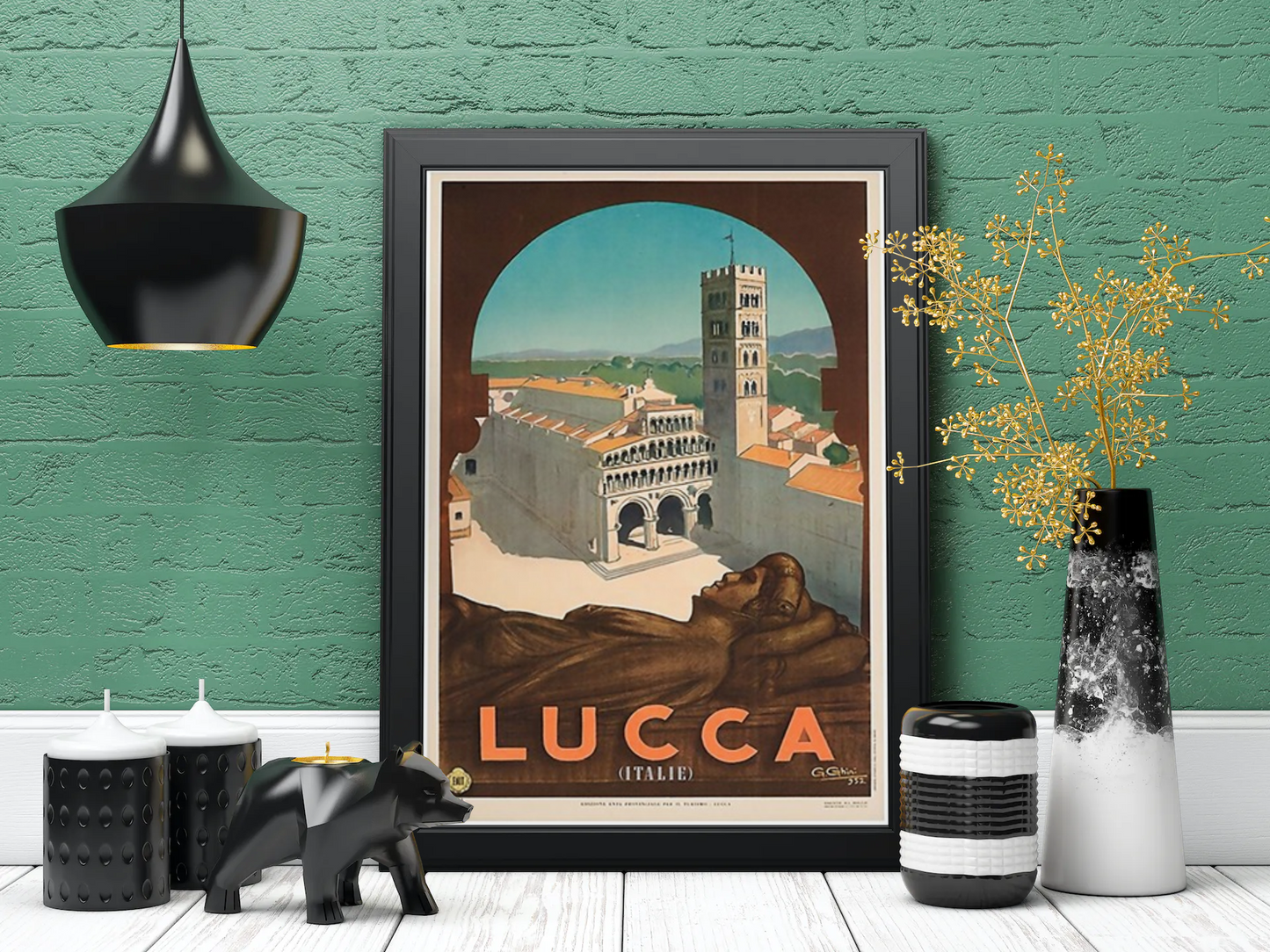 Vintage Lucca Travel Art Painting