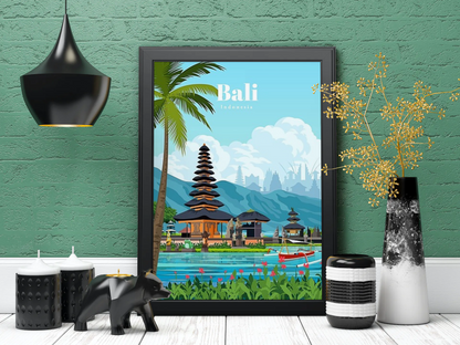 Vintage Bali River Travel Art Painting