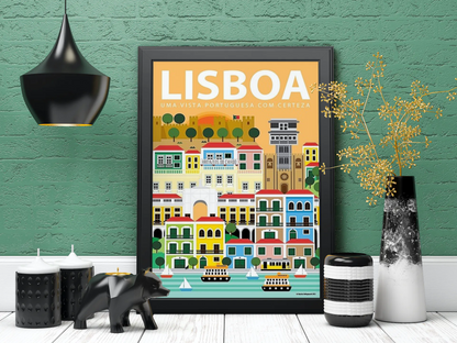 Vintage Lisbon Buildings Travel Art Painting