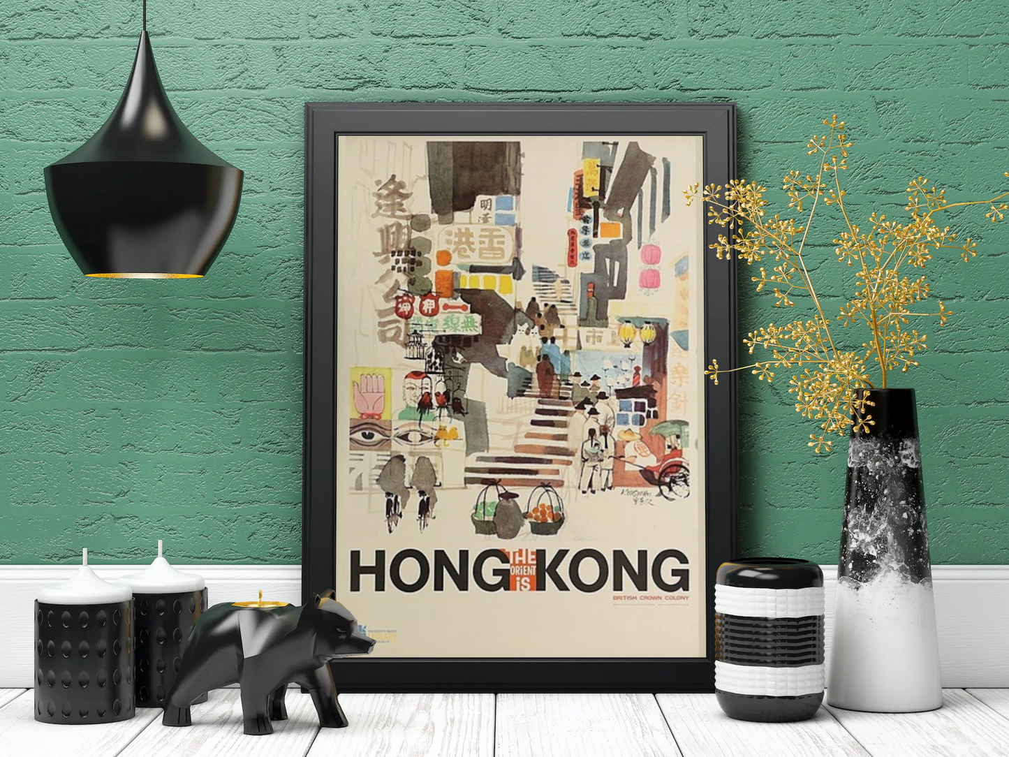 Vintage Hong Kong Illustration Travel Art Painting