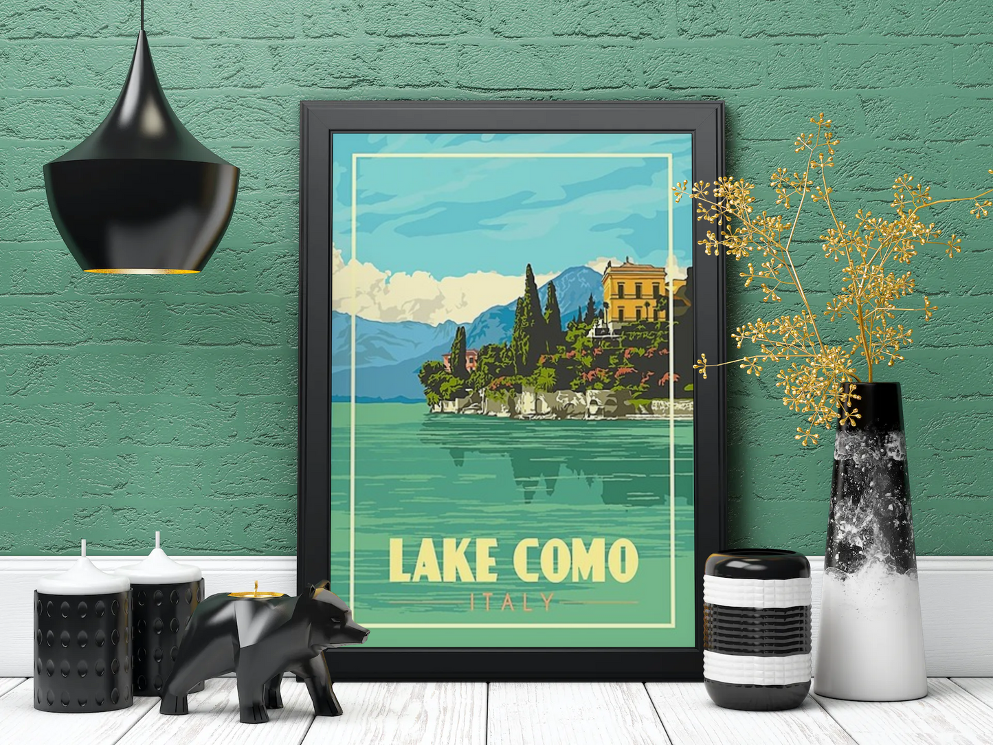 Vintage Lake Como Travel Art Painting