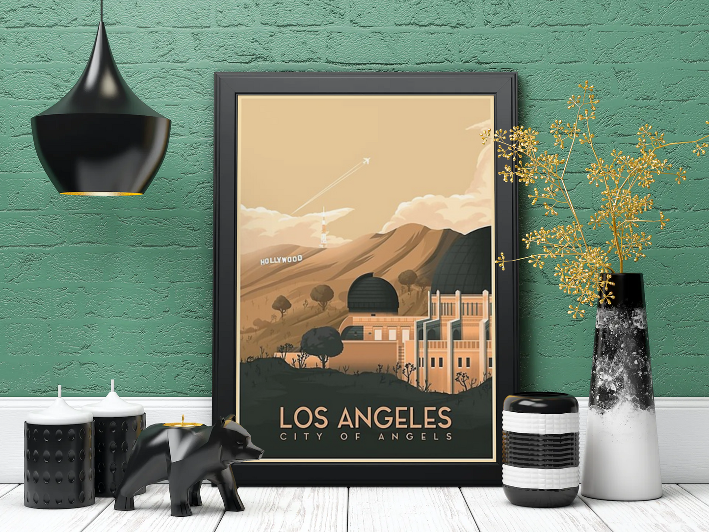 Vintage Los Angeles Travel Art Painting