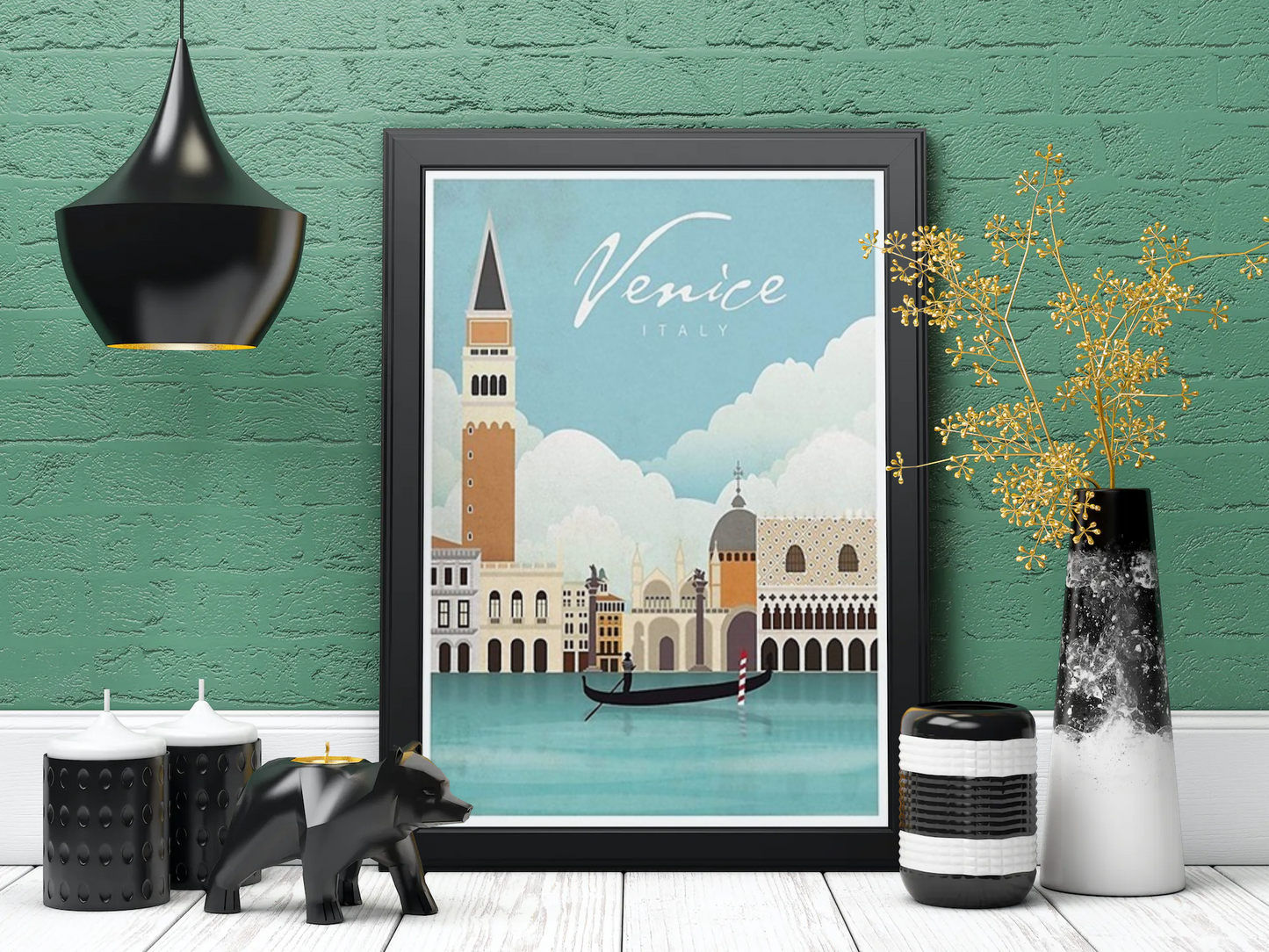Vintage Venice Canals Travel Art Painting