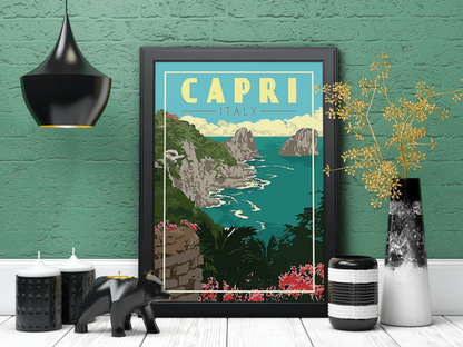 Vintage Capri Port Travel Art Painting