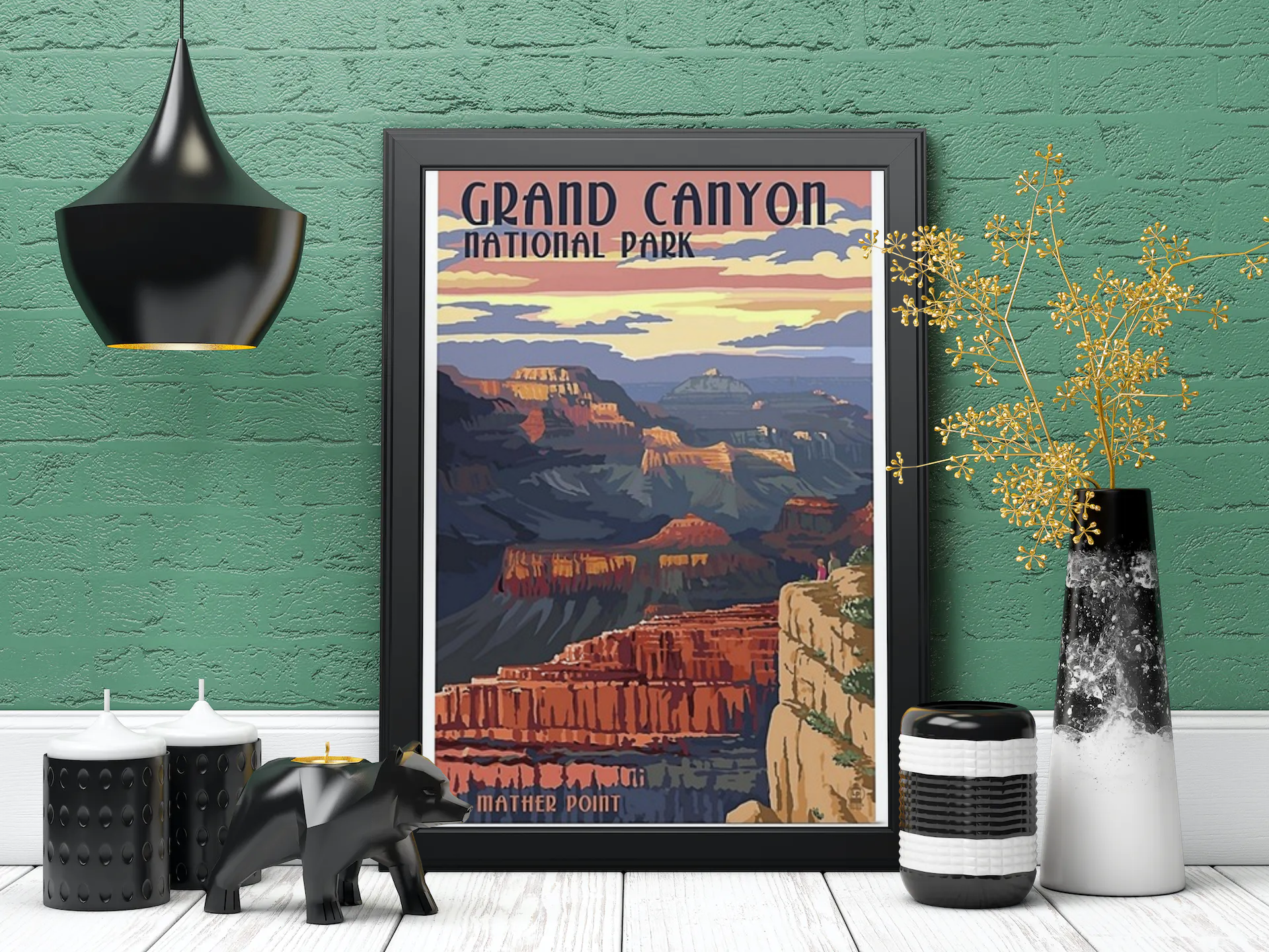 Vintage Grand Canyon Park Travel Art Painting