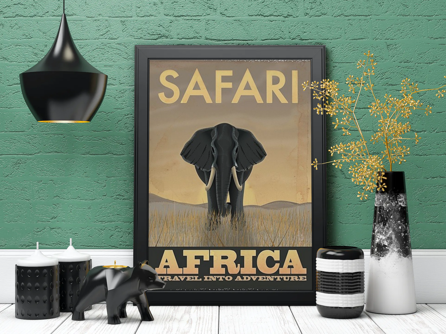 Vintage Safari Travel Art Painting