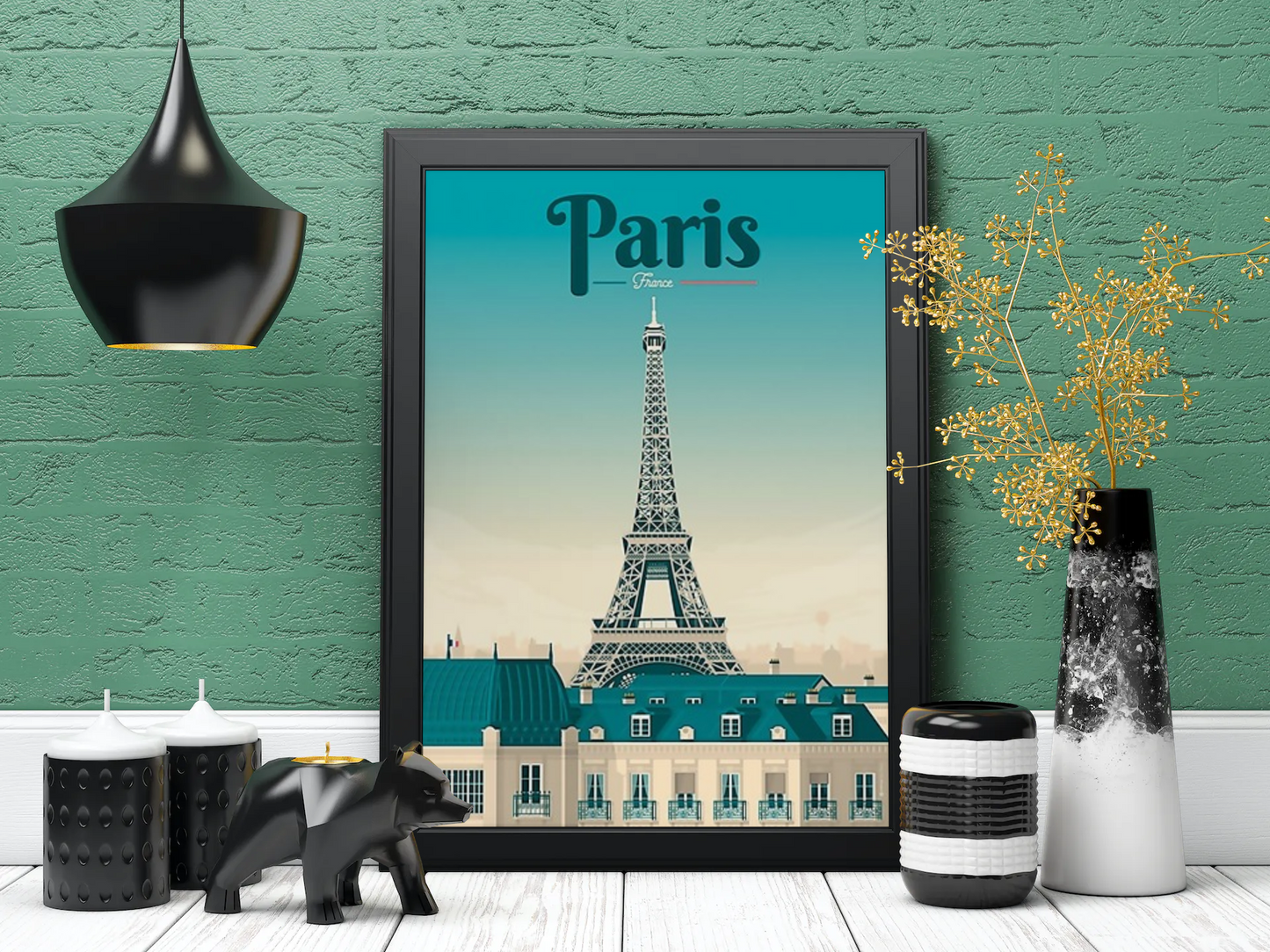 Vintage Paris Eiffel Tower Travel Art Painting