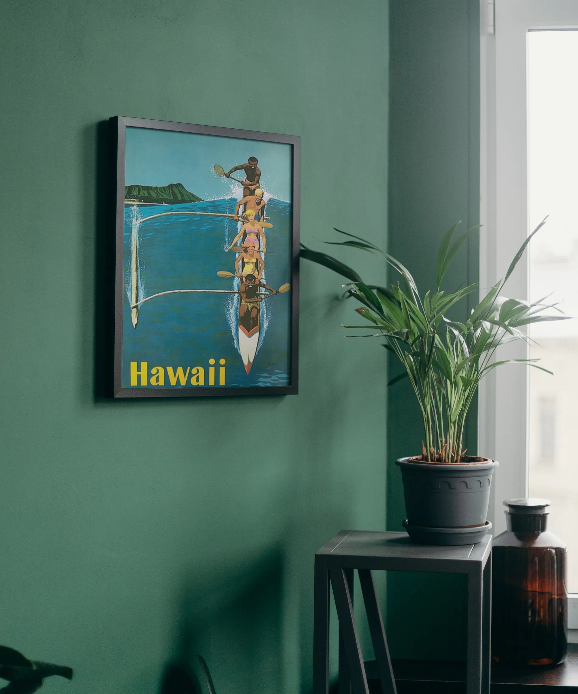 Vintage Hawaii Boat Travel Art Painting