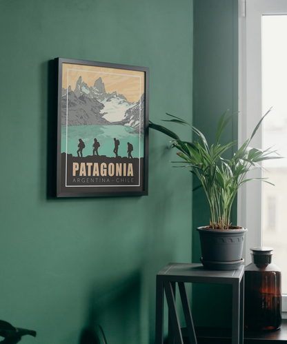 Vintage Patagonia Mountains Travel Art Painting