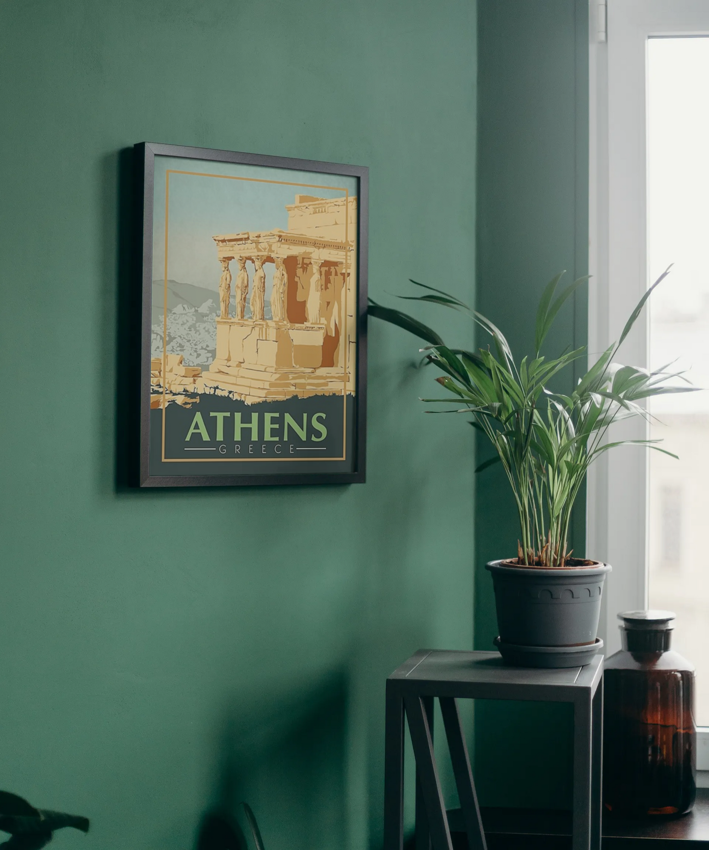 Vintage Athens Greece Travel Art Painting