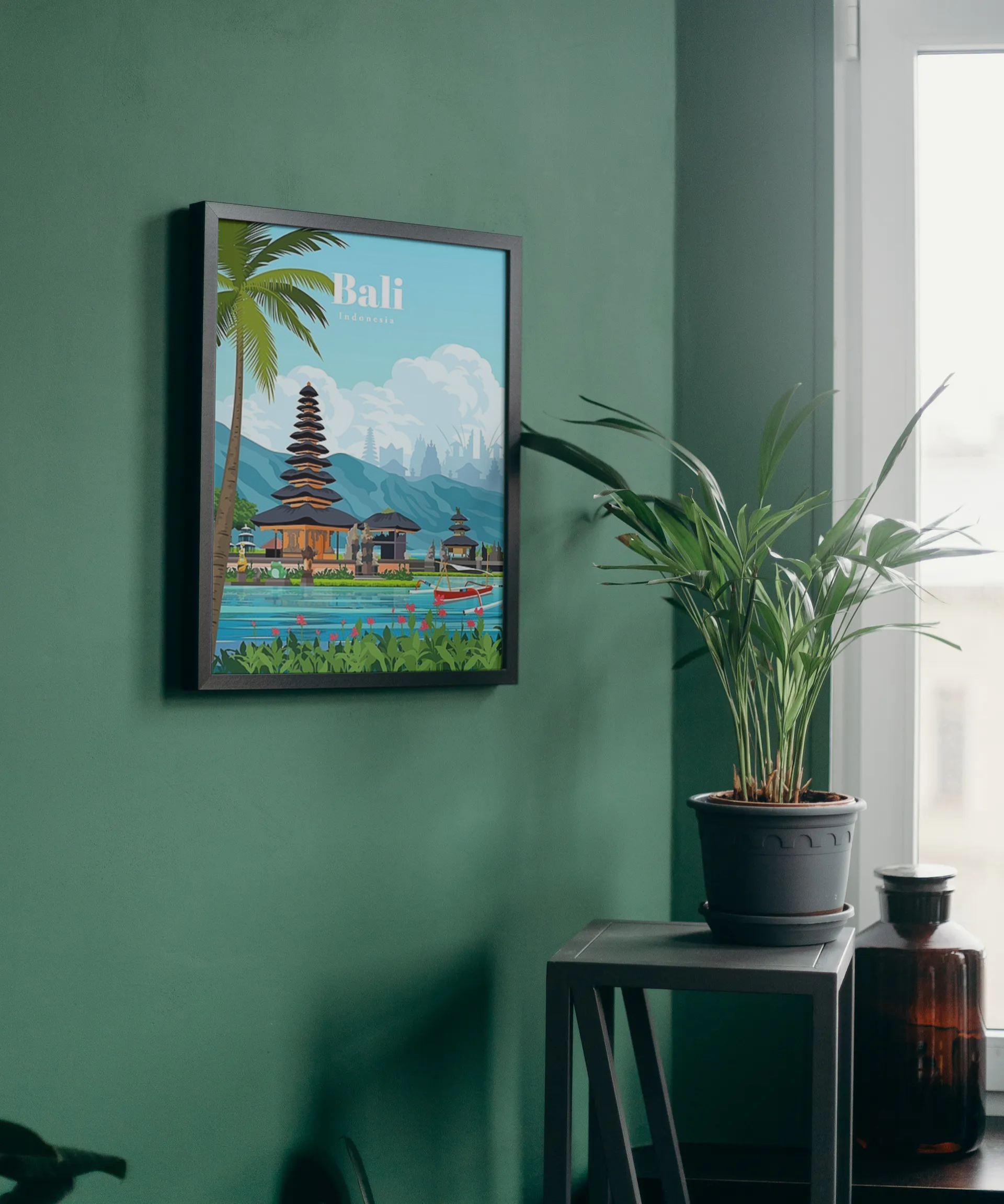 Vintage Bali River Travel Art Painting