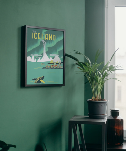 Vintage Iceland Port Travel Art Painting