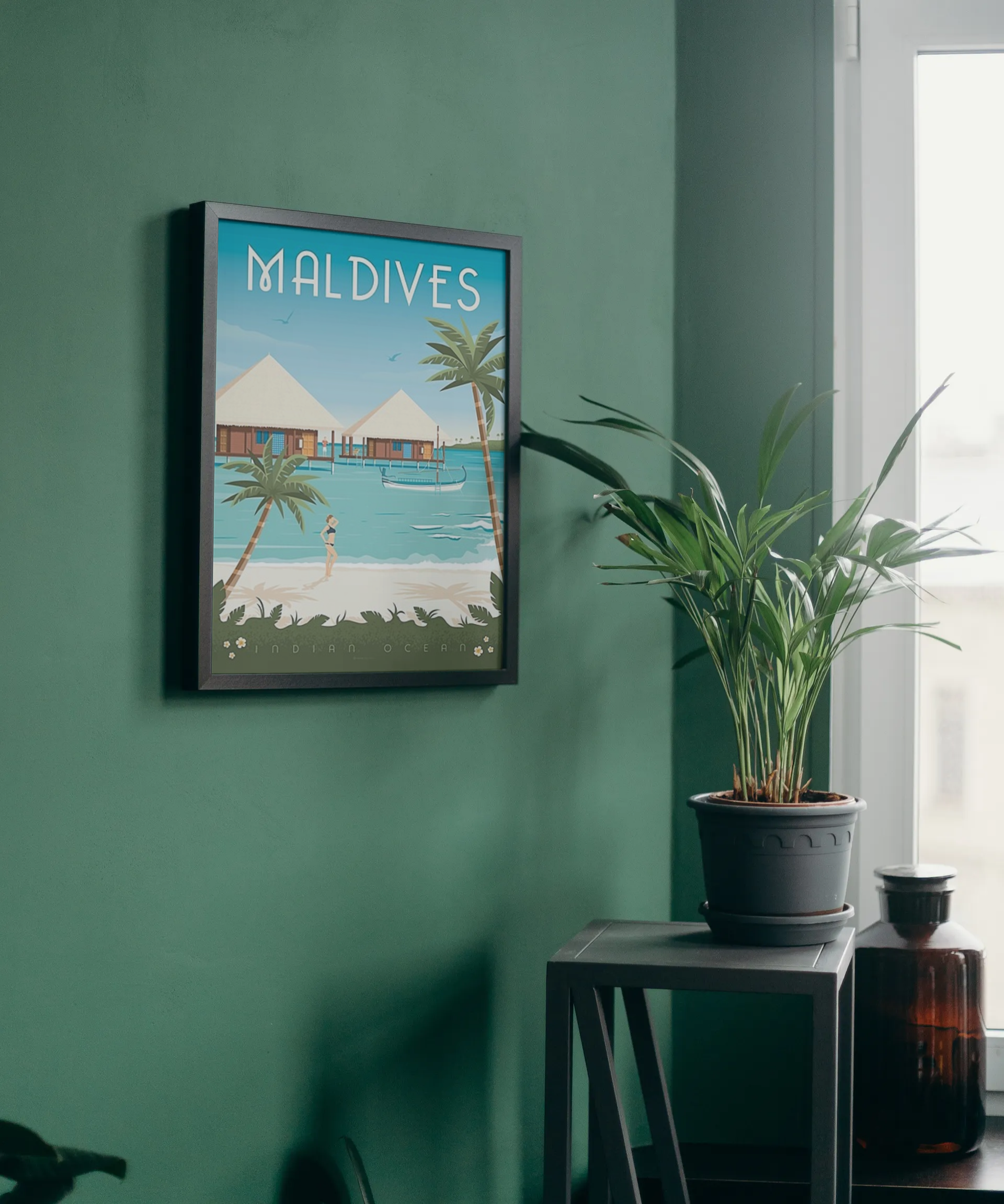 Vintage Maldives Travel Art Painting