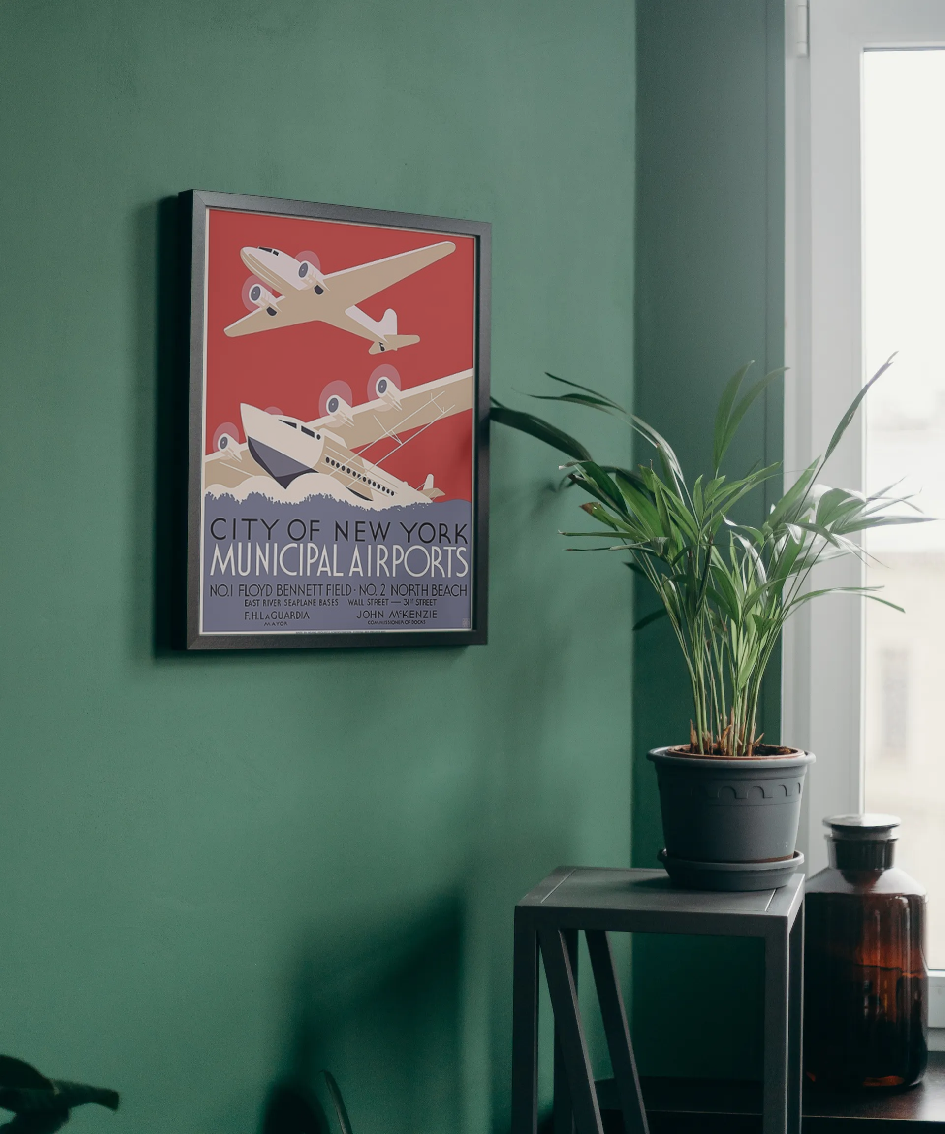 Vintage New York Airplanes Travel Art Painting