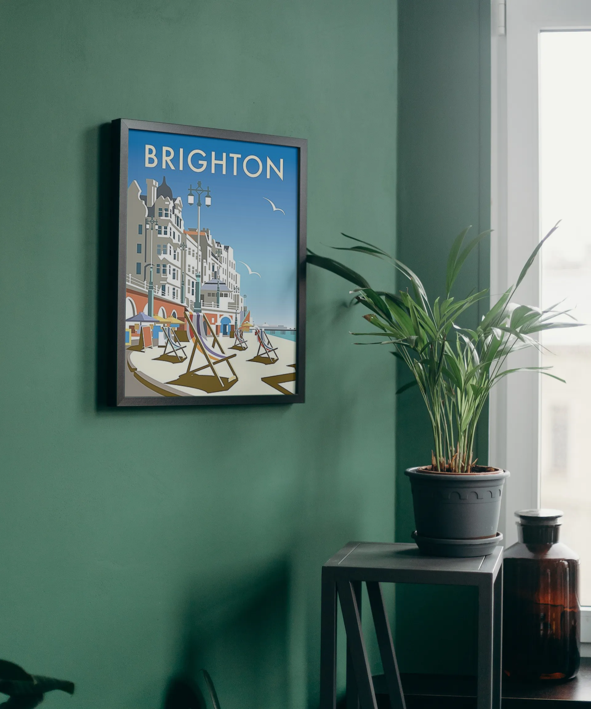 Vintage Brighton Beach Travel Art Painting