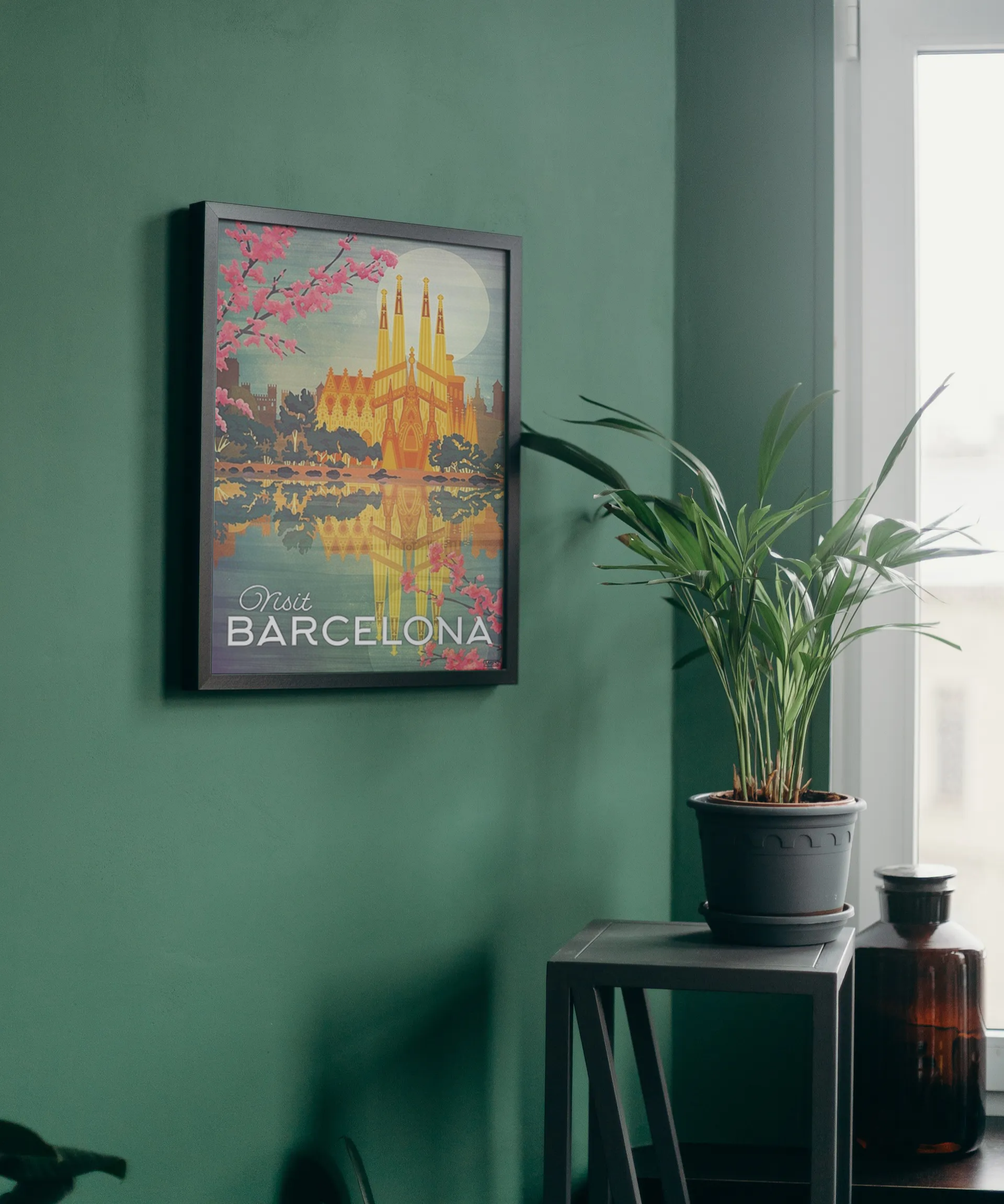 Vintage Barcelona Sagrada Familia Travel Art Painting