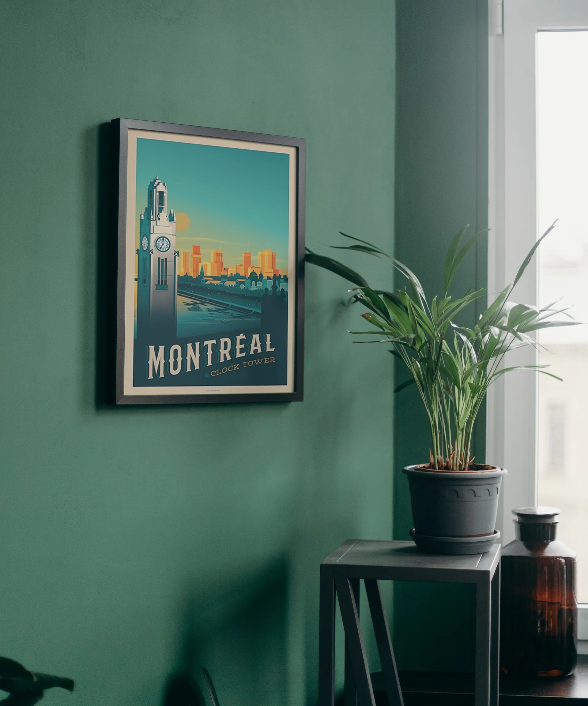 Vintage Montreal Clocktower Travel Art Painting