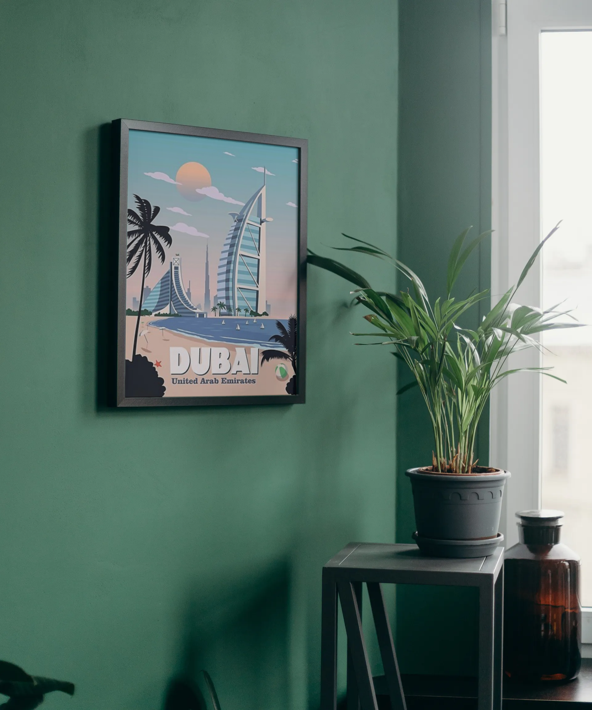 Vintage Dubai Beach Travel Art Painting