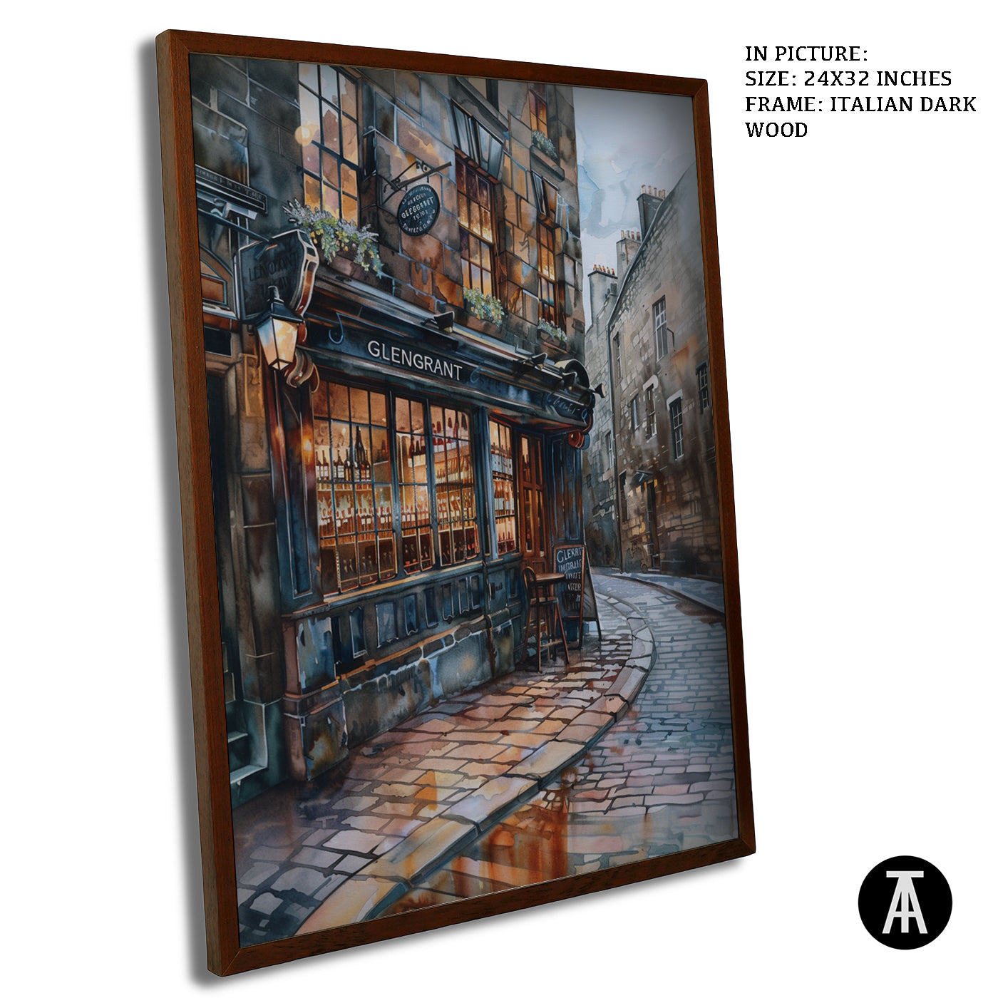 Artwork in Dark Wood Frame